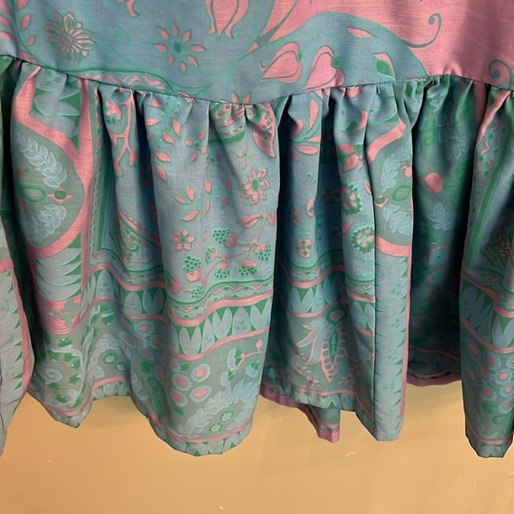 Hungry Palette Silk Screen Print Dress 70s Peasant Paisley Floral Dress Size S - Picture 15 of 16